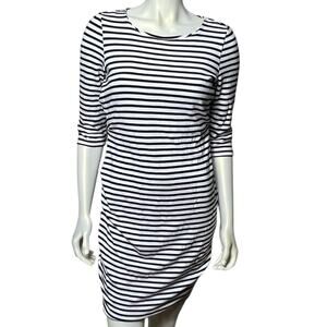 A Pea in the Pod Maternity Black & White Striped Dress Size S Bodycon 3/4 Sleeve